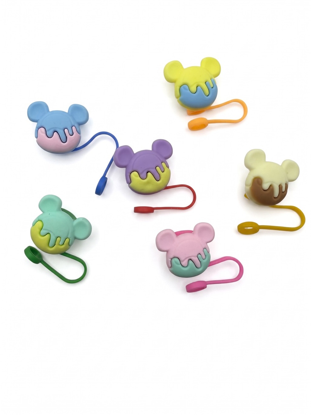 Mickey Mouse-Ear Straw Toppers Bundle – Set of 6